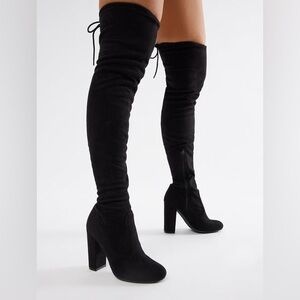 Steve Madden | Black Over-the-Knee Lace Back Boots